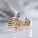 Anel Clave de Sol 585 Dourado Ajustável Elegante Feminino | Davorah