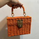 Bolsa Feminina de Palha Trançada com Alça Corrente | Bolsa Praia Elegante | Davorah