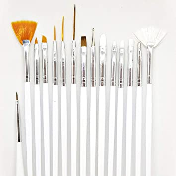 Kit 15 Pinceis Gel Uv Manicure Acrigel